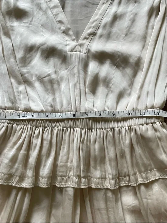 BCBG Max Azria Lourie V Neck Flutter Sleeve Feminine Tiered Summer Dress - Picture 5 of 13